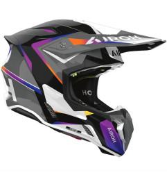 AIROH KASK CROSS / ENDURO / ATV / QUAD TWIST 3 HUSTLE GLOSS KOLOR CZARNY/FIOLETOWY/BIAŁY ROZMIAR M