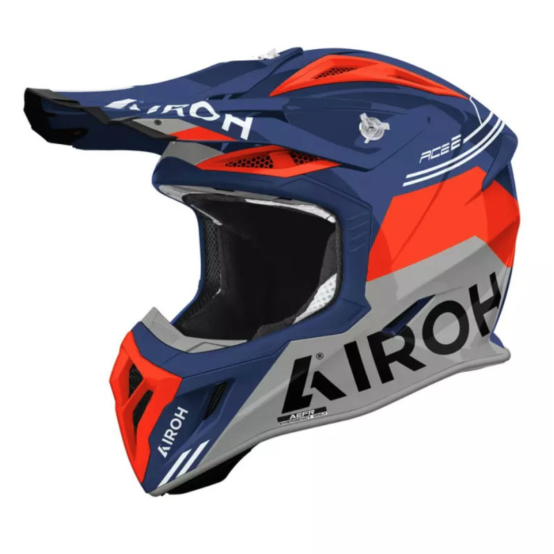 AIROH KASK CROSS / ENDURO / ATV / QUAD AVIATOR ACE 2 FURY CERULEAN GLOSS KOLOR NIEBIESKI/SZARY/POMARAŃCZOWY ROZMIAR S