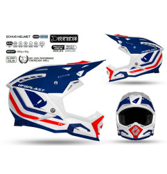 UFO KASK ECHUS CROSS FIBERGLASS KOLOR NIEBIESKI/BIAŁY/POMARAŃCZOWY ROZMIAR M ( ECE 22R06 ) - KOLEKCJA 2025/2026