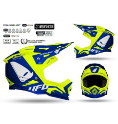 UFO KASK ECHUS CROSS FIBERGLASS KOLOR NIEBIESKI/ŻÓŁTY FLUO ROZMIAR L ( ECE 22R06 ) - KOLEKCJA 2025/2026