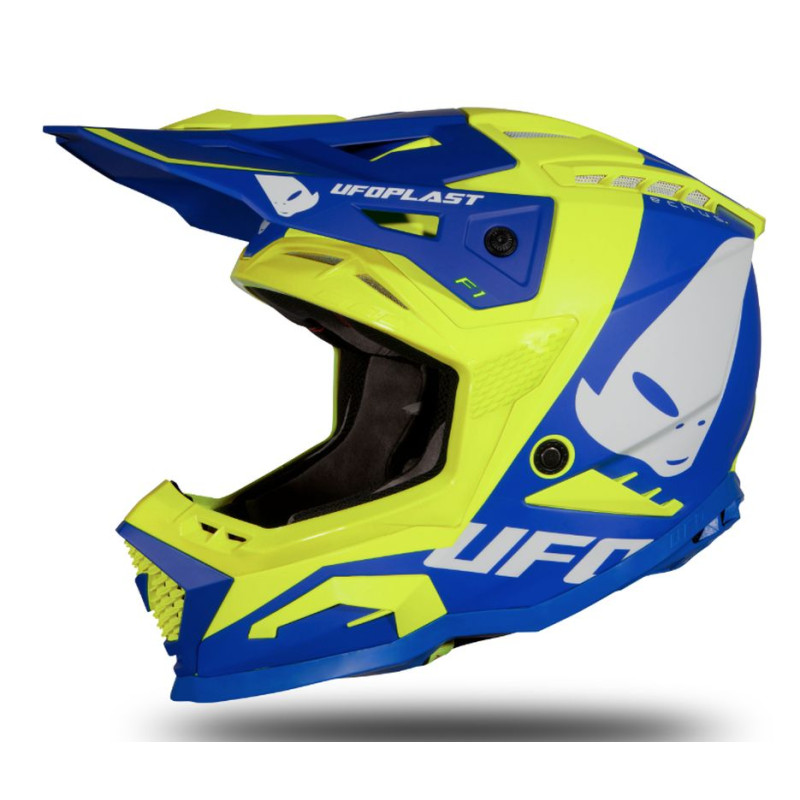 UFO KASK ECHUS CROSS FIBERGLASS KOLOR NIEBIESKI/ŻÓŁTY FLUO ROZMIAR S ( ECE 22R06 ) - KOLEKCJA 2025/2026