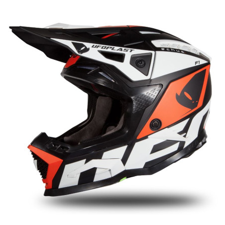 UFO KASK ECHUS CROSS FIBERGLASS KOLOR CZARNY/BIAŁY/POMARAŃCZOWY FLUO ROZMIAR S ( ECE 22R06 ) - KOLEKCJA 2025/2026