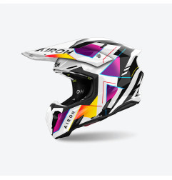 AIROH KASK CROSS / ENDURO / ATV / QUAD TWIST 3 RAINBOW KOLOR BIAŁY/CZARNY/ZÓŁTY/FIOLETOWY ROZMIAR M