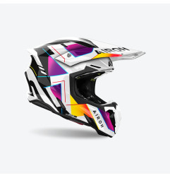 AIROH KASK CROSS / ENDURO / ATV / QUAD TWIST 3 RAINBOW KOLOR BIAŁY/CZARNY/ZÓŁTY/FIOLETOWY ROZMIAR L