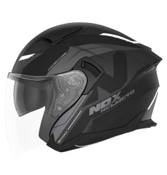 NOX WYPRZEDAZ KASK OTWARTY JET Z BLENDĄ N130 KLINT KOLOR CZARNY/SZARY/BIAŁY MAT ROZMIAR L