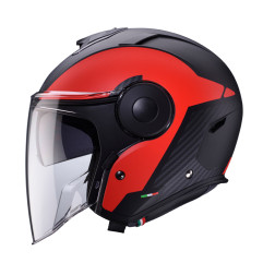 CABERG KASK OTWARTY JET Z BLENDĄ MODEL SOHO MILANO KOLOR CZERWONY/CZARNY MAT ROZMIAR M