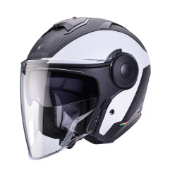 CABERG KASK OTWARTY JET Z BLENDĄ MODEL SOHO MILANO KOLOR BIAŁY/CZARNY MAT ROZMIAR M