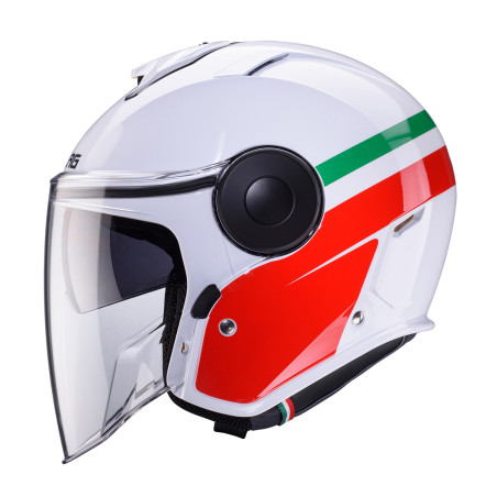 CABERG KASK OTWARTY JET Z BLENDĄ MODEL SOHO ZEPHYR KOLOR BIAŁY/ZIELONY/CZERWONY ROZMIAR M