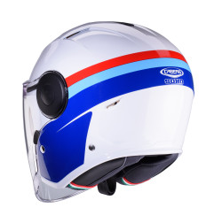 CABERG PROMOCJA KASK OTWARTY JET Z BLENDĄ MODEL SOHO ZEPHYR KOLOR BIAŁY/NIEBIESKI/CZERWONY ROZMIAR S