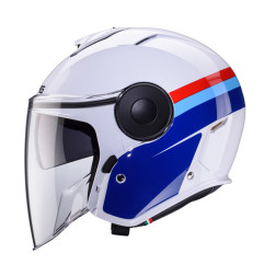 CABERG PROMOCJA KASK OTWARTY JET Z BLENDĄ MODEL SOHO ZEPHYR KOLOR BIAŁY/NIEBIESKI/CZERWONY ROZMIAR M