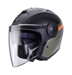 CABERG KASK OTWARTY JET Z BLENDĄ MODEL SOHO ZEPHYR KOLOR CZARNY/ZIELONY/POMARAŃCZOWY MAT ROZMIAR L