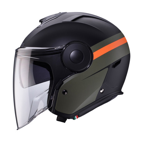 CABERG KASK OTWARTY JET Z BLENDĄ MODEL SOHO ZEPHYR KOLOR CZARNY/ZIELONY/POMARAŃCZOWY MAT ROZMIAR XL