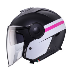 CABERG KASK OTWARTY JET Z BLENDĄ MODEL SOHO ZEPHYR KOLOR CZARNY MAT/BIAŁY/FUKSJA (INTENSYWNY ODCIEŃ RÓŻOWEGO) ROZMIAR S