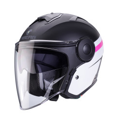 CABERG KASK OTWARTY JET Z BLENDĄ MODEL SOHO ZEPHYR KOLOR CZARNY MAT/BIAŁY/FUKSJA (INTENSYWNY ODCIEŃ RÓŻOWEGO) ROZMIAR M