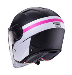 CABERG KASK OTWARTY JET Z BLENDĄ MODEL SOHO ZEPHYR KOLOR CZARNY MAT/BIAŁY/FUKSJA (INTENSYWNY ODCIEŃ RÓŻOWEGO) ROZMIAR M
