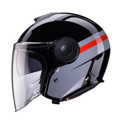 CABERG KASK OTWARTY JET Z BLENDĄ MODEL SOHO ZEPHYR KOLOR CZARNY/SZARY/CZERWONY ROZMIAR S