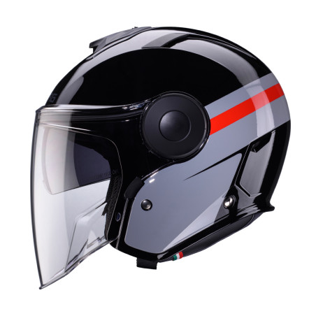 CABERG KASK OTWARTY JET Z BLENDĄ MODEL SOHO ZEPHYR KOLOR CZARNY/SZARY/CZERWONY ROZMIAR S