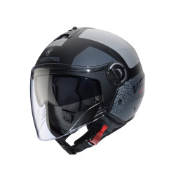 CABERG KASK OTWARTY JET Z BLENDĄ MODEL RIVIERA V4X ALPHA KOLOR CZARNY MAT/SZARY ROZMIAR M