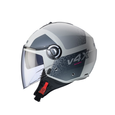 CABERG KASK OTWARTY JET Z BLENDĄ MODEL RIVIERA V4X ALPHA KOLOR PIASKOWY/SZARY MAT ROZMIAR M