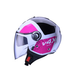 CABERG KASK OTWARTY JET Z BLENDĄ MODEL RIVIERA V4X ALPHA KOLOR BIAŁY/CZARNY/FUKSJA (INTENSYWNY ODCIEŃ RÓŻOWEGO) ROZMIAR XS