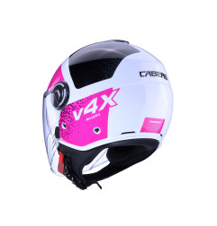 CABERG KASK OTWARTY JET Z BLENDĄ MODEL RIVIERA V4X ALPHA KOLOR BIAŁY/CZARNY/FUKSJA (INTENSYWNY ODCIEŃ RÓŻOWEGO) ROZMIAR S