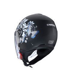 CABERG KASK OTWARTY JET Z BLENDĄ MODEL RIVIERA V4X MIA KOLOR CZARNY MAT/BIAŁY/SZARY (KWIATY / MOTYLE) ROZMIAR XS