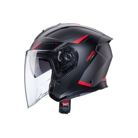 CABERG PROMOCJA KASK OTWARTY JET OTWARTY FLYON II BOSS KOLOR CZARNY/SZARY/CZERWONY MAT ROZMIAR M