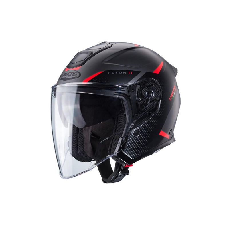 CABERG PROMOCJA KASK OTWARTY JET OTWARTY FLYON II BOSS KOLOR CZARNY/SZARY/CZERWONY MAT ROZMIAR L