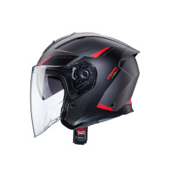 CABERG PROMOCJA KASK OTWARTY JET OTWARTY FLYON II BOSS KOLOR CZARNY/SZARY/CZERWONY MAT ROZMIAR L