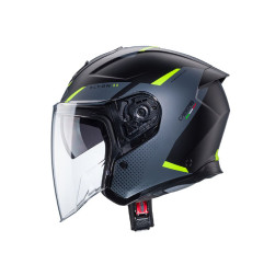 CABERG PROMOCJA KASK OTWARTY JET OTWARTY FLYON II BOSS KOLOR CZARNY/SZARY/ŻÓŁTY FLUO MAT ROZMIAR M