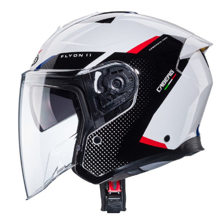 CABERG PROMOCJA KASK OTWARTY JET OTWARTY FLYON II BOSS KOLOR BIAŁY/CZARNY/CZERWONY/NIEBIESKI ROZMIAR XL