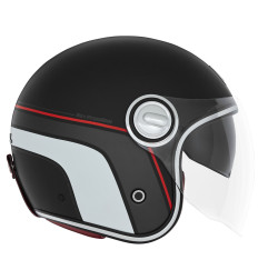 NOX WYPRZEDAZ PREMIUM KASK OTWARTY JET HERITAGE LINE KOLOR CZARNY MAT/CZERWONY/BIAŁY ROZMIAR S