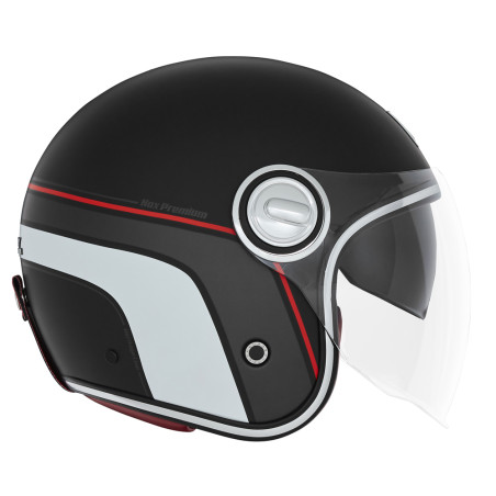 NOX WYPRZEDAZ PREMIUM KASK OTWARTY JET HERITAGE LINE KOLOR CZARNY MAT/CZERWONY/BIAŁY ROZMIAR S