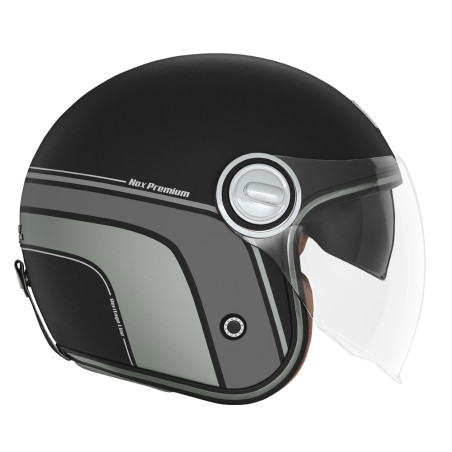 NOX PROMOCJA PREMIUM KASK OTWARTY JET HERITAGE LINE KOLOR CZARNY/TYTANOWY MAT ROZMIAR M