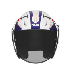 NOX PROMOCJA KASK OTWARTY JET Z BLENDĄ N130 MYST KOLOR BIAŁY/NIEBIESKI/CZERWONY ROZMIAR L