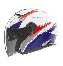 NOX PROMOCJA KASK OTWARTY JET Z BLENDĄ N130 MYST KOLOR BIAŁY/NIEBIESKI/CZERWONY ROZMIAR XXL