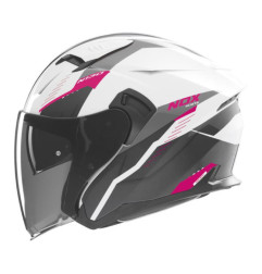 NOX PROMOCJA KASK OTWARTY JET Z BLENDĄ N130 MYST KOLOR BIAŁY/CZARNY/RÓŻOWY ROZMIAR M