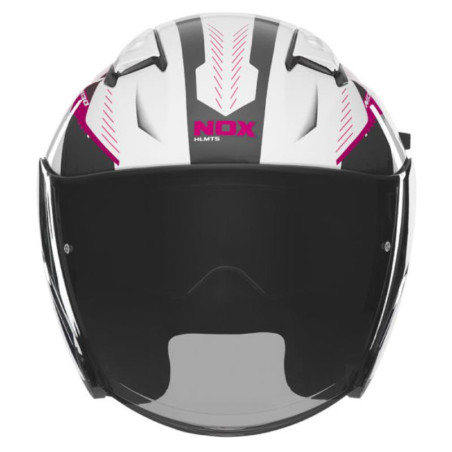 NOX PROMOCJA KASK OTWARTY JET Z BLENDĄ N130 MYST KOLOR BIAŁY/CZARNY/RÓŻOWY ROZMIAR M