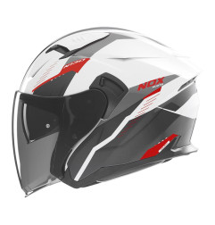 NOX PROMOCJA KASK OTWARTY JET Z BLENDĄ N130 MYST KOLOR BIAŁY/CZARNY/CZERWONY ROZMIAR S