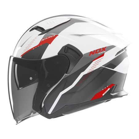 NOX PROMOCJA KASK OTWARTY JET Z BLENDĄ N130 MYST KOLOR BIAŁY/CZARNY/CZERWONY ROZMIAR S