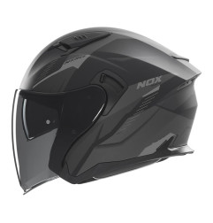 NOX PROMOCJA KASK OTWARTY JET Z BLENDĄ N130 MYST KOLOR CZARNY/SREBRNY MAT ROZMIAR S