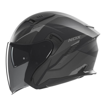 NOX PROMOCJA KASK OTWARTY JET Z BLENDĄ N130 MYST KOLOR CZARNY/SREBRNY MAT ROZMIAR M
