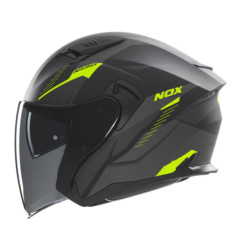 NOX PROMOCJA KASK OTWARTY JET Z BLENDĄ N130 MYST KOLOR CZARNY/ŻÓŁTY FLUO MAT ROZMIAR S