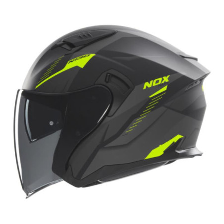NOX PROMOCJA KASK OTWARTY JET Z BLENDĄ N130 MYST KOLOR CZARNY/ŻÓŁTY FLUO MAT ROZMIAR XL
