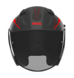 NOX PROMOCJA KASK OTWARTY JET Z BLENDĄ N130 MYST KOLOR CZARNY/CZERWONY MAT ROZMIAR L