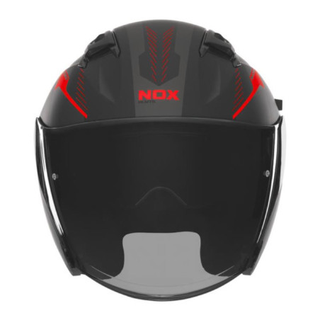 NOX PROMOCJA KASK OTWARTY JET Z BLENDĄ N130 MYST KOLOR CZARNY/CZERWONY MAT ROZMIAR L