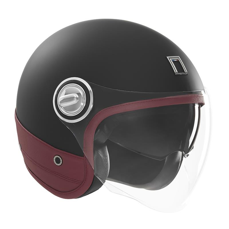 NOX PREMIUM KASK OTWARTY JET HERITAGE LEATHER KOLOR CZARNY MAT/CZERWONY ROZMIAR L NOX PREMIUM KASK OTWARTY JET HERITAGE LEATHER KOLOR CZARNY MAT/CZERWONY ROZMIAR L