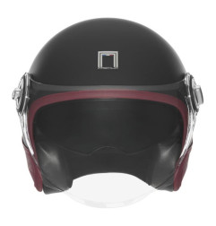 NOX PREMIUM KASK OTWARTY JET HERITAGE LEATHER KOLOR CZARNY MAT/CZERWONY ROZMIAR L