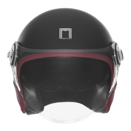 NOX PREMIUM KASK OTWARTY JET HERITAGE LEATHER KOLOR CZARNY MAT/CZERWONY ROZMIAR S