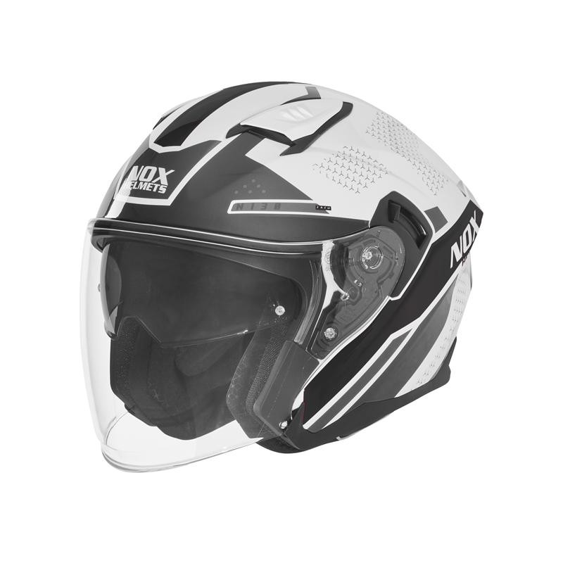 NOX KASK OTWARTY JET Z BLENDĄ N130 EKTO KOLOR CZARNY/BIAŁY ROZMIAR L NOX KASK OTWARTY JET Z BLENDĄ N130 EKTO KOLOR CZARNY/BIAŁY ROZMIAR L